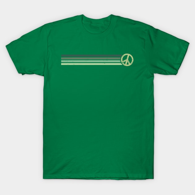 RETRO PEACE STRIPES - Vintage Green T-Shirt by Jitterfly